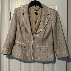 White House Black Market tan textured zippered blazer